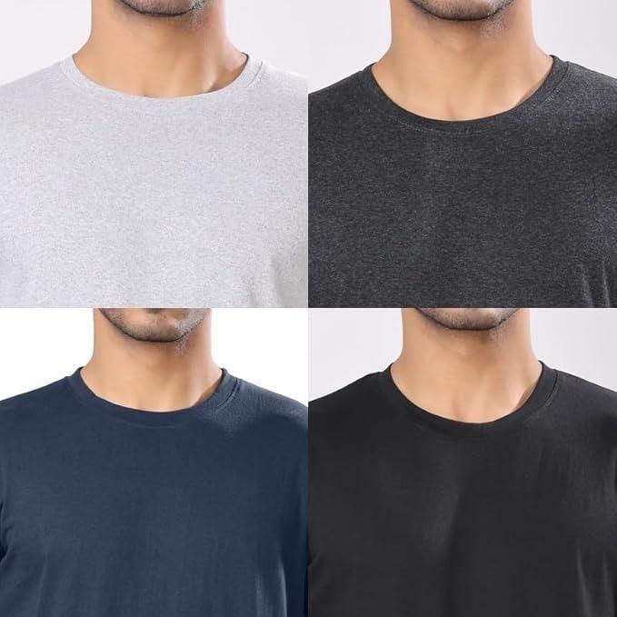Men's Polycotton Solid Round Neck T-shirts (Pack of 4) bqu5q7-dm