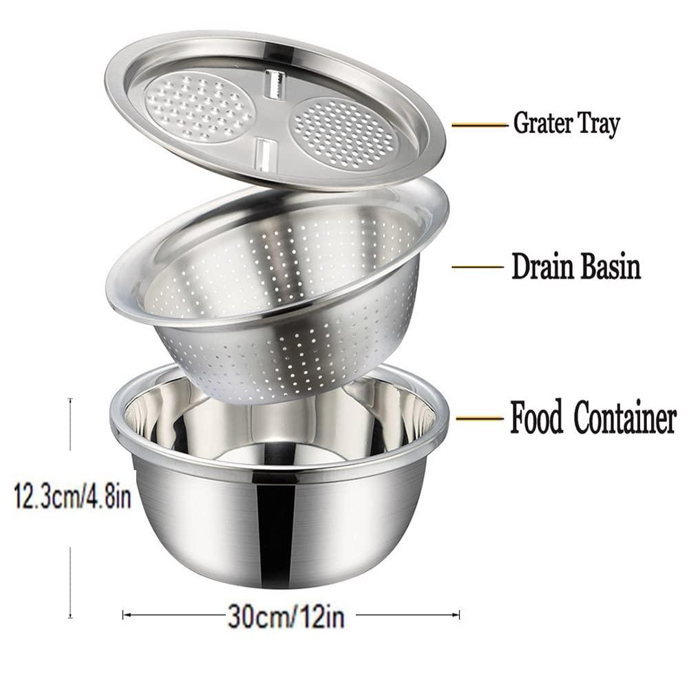 3 in 1 Multifunctional Grater Basin Stainless Steel Colanders Set bqu5q7-dm