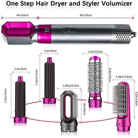 5 in 1 Multifunctional Hair Dryer Styling Tool, Detachable 5-in-1 Multi-Head Hot Air Comb, The Negative Ion Automatic Suction Hair Curler bqu5q7-dm