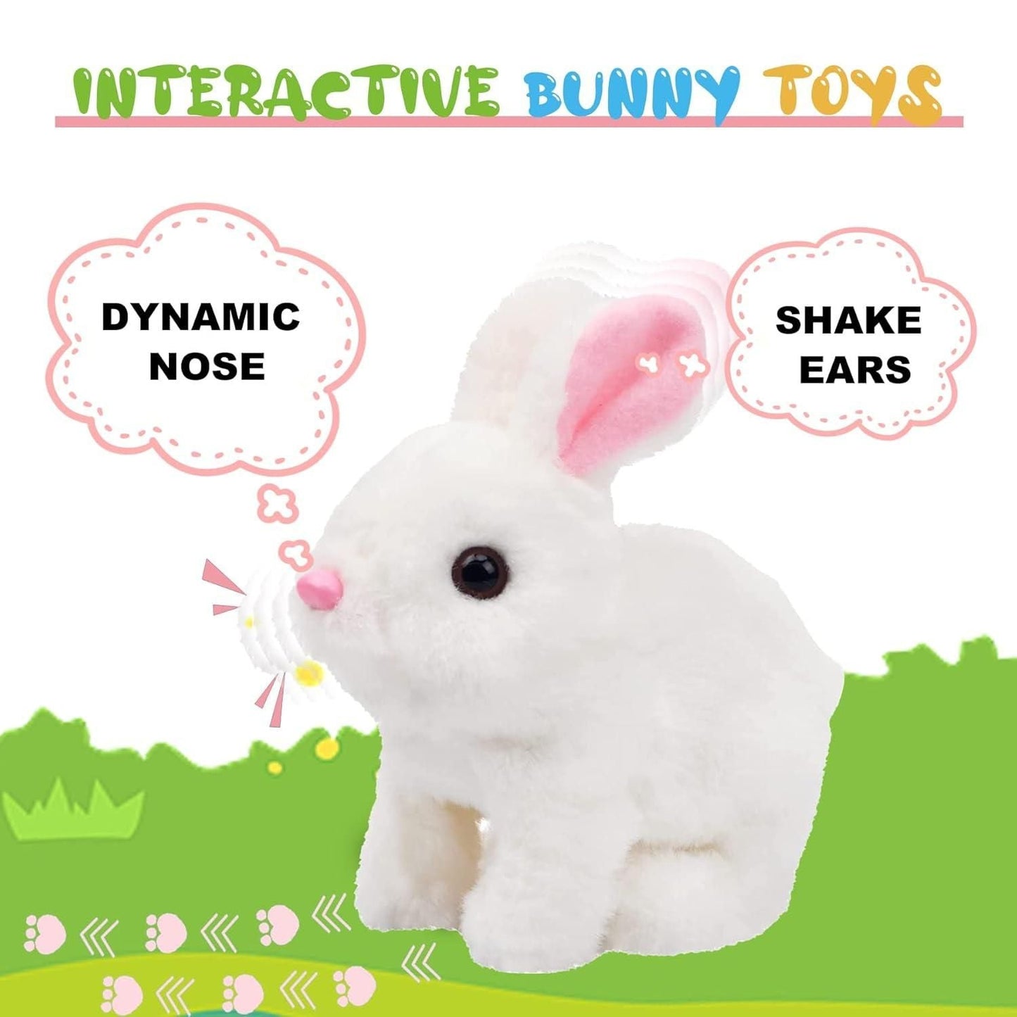 Bunny Toy, Hopping Bunny Toy Interactive Electronic Pet with Sounds and Movement bqu5q7-dm