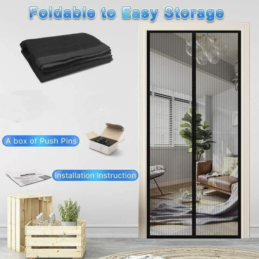 Mesh Screen Net Home Magnetic Foldable Anti Mosquito Door Curtains bqu5q7-dm