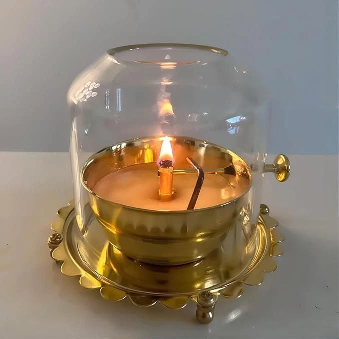Golden Diya Lamp Traditional Devotional Soppykart