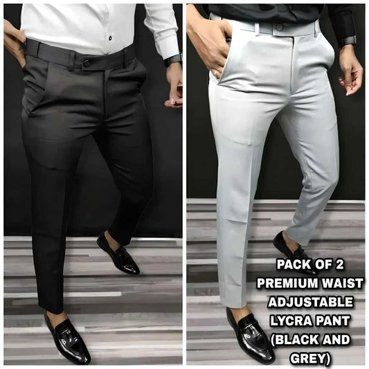 Premium Waist Adjustable Lycra Men's Trouser (Pack of 2) bqu5q7-dm