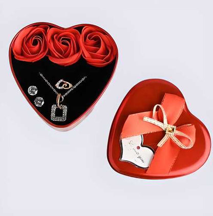 Floweraura Sparkling Love Adornments Jewelry & Artificial Flower in Heart Red Box Valentine's Gift bqu5q7-dm