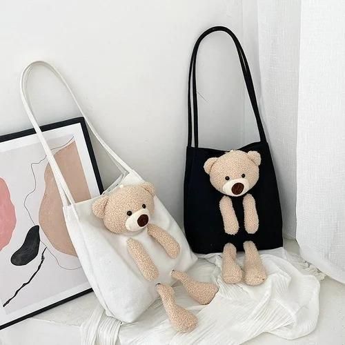 Cute Shoulder Bag Kawaii Tote Handbag with Cute Teddy Bear bqu5q7-dm