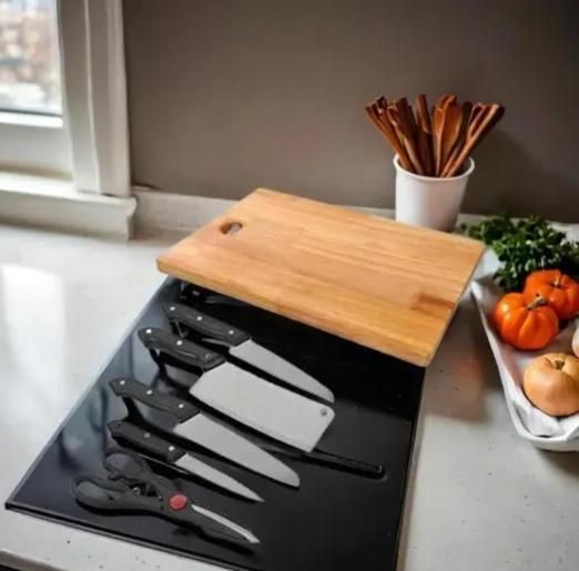Wooden Chopping Board With 5-Pcs Knife Set bqu5q7-dm