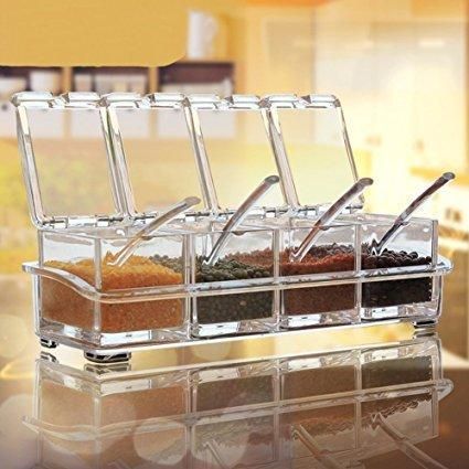 Crystal Seasoning Acrylic Box Set of 4 With Spoons bqu5q7-dm