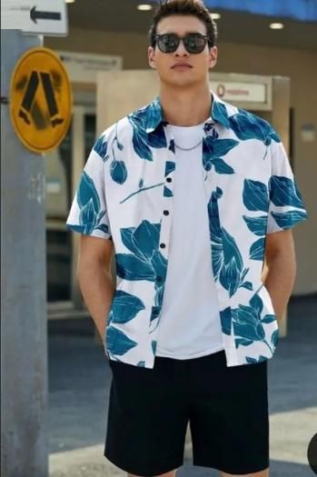 Men's Printed Half Sleeves Regular Collar Casual Shirt bqu5q7-dm