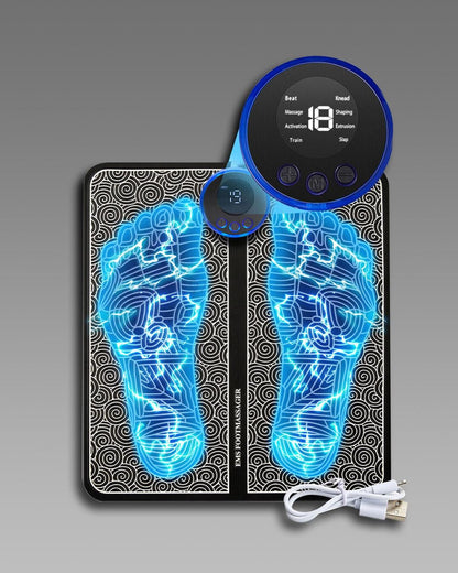 Foot Massager Feet Massage Machine ,Electronic Muscle Stimulator Massage Mat USB Rechargeable Massager (Black) bqu5q7-dm