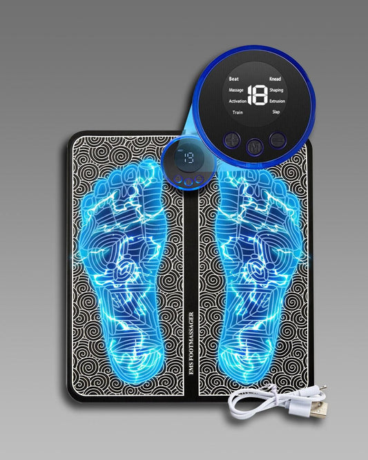 Foot Massager Feet Massage Machine ,Electronic Muscle Stimulator Massage Mat USB Rechargeable Massager (Black) bqu5q7-dm