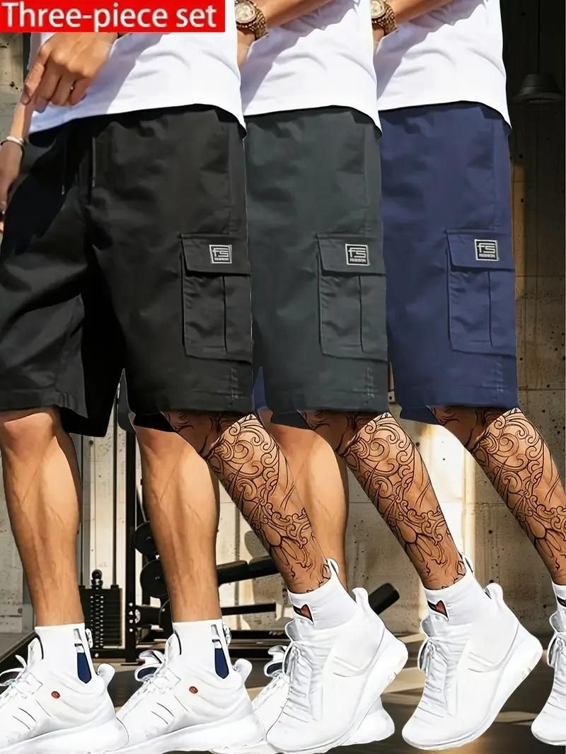 Men's Cotton Casual Cargo Shorts Pack of 3 bqu5q7-dm
