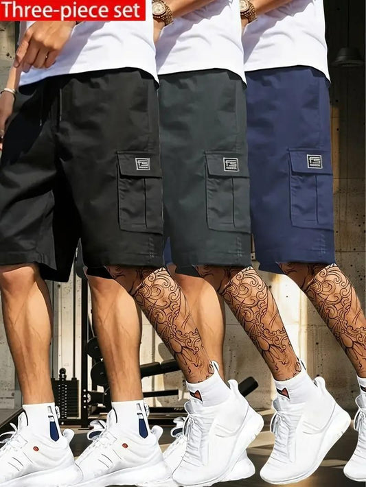 Men's Cotton Casual Cargo Shorts Pack of 3 bqu5q7-dm