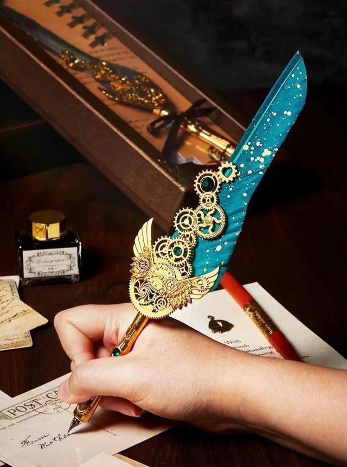 Quill Feather Pen and Ink Set bqu5q7-dm