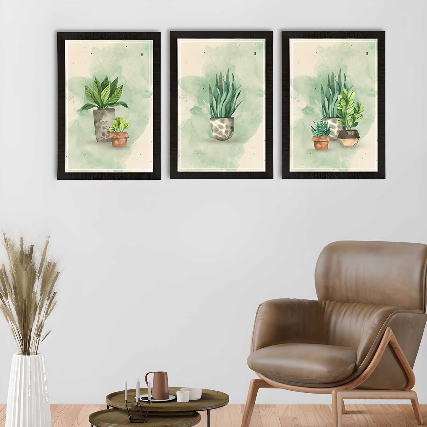 eCraftIndia Watercolour Flower Pot Set of 3 Satin Matt Texture UV Art Painting bqu5q7-dm