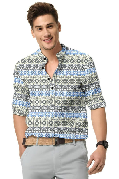 Men's Printed Spread Collar Casual Shirt Multicolor bqu5q7-dm