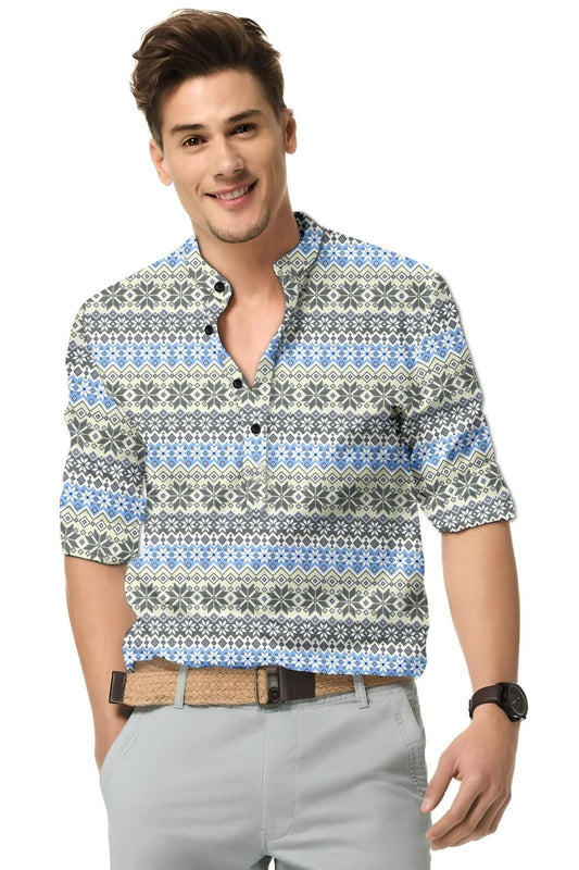 Men's Printed Spread Collar Casual Shirt Multicolor bqu5q7-dm