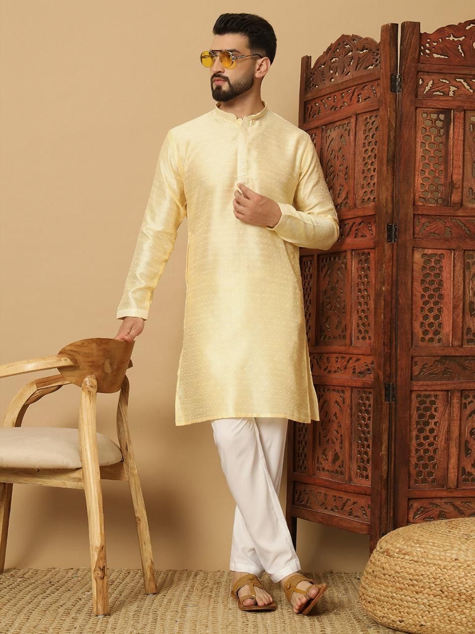Men's Jacquard Solid Kurta Pyajama Set bqu5q7-dm