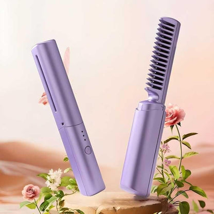 Meneflix Portable Mini Hair Straightener Cordless Rechargeable Mini Adjustable Hair Straightener Hot Comb bqu5q7-dm