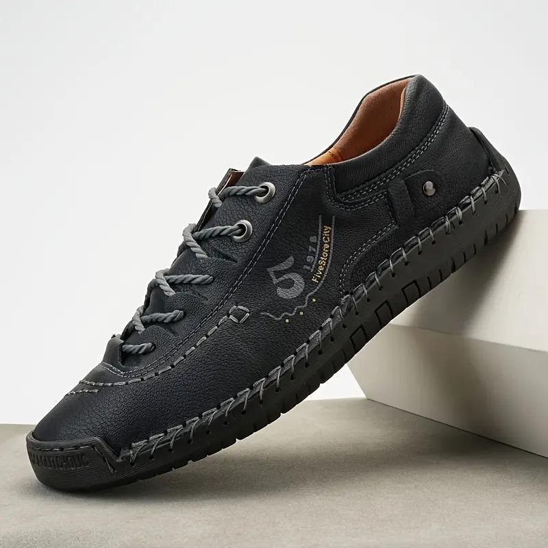 Men's Casual Leather Black Shoes Lightweight bqu5q7-dm