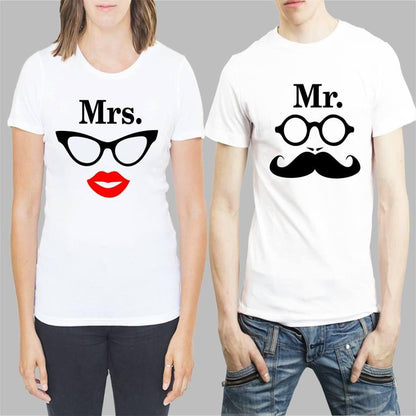 Cotton Blend Slogan Half Sleeves Couple T-Shirt bqu5q7-dm