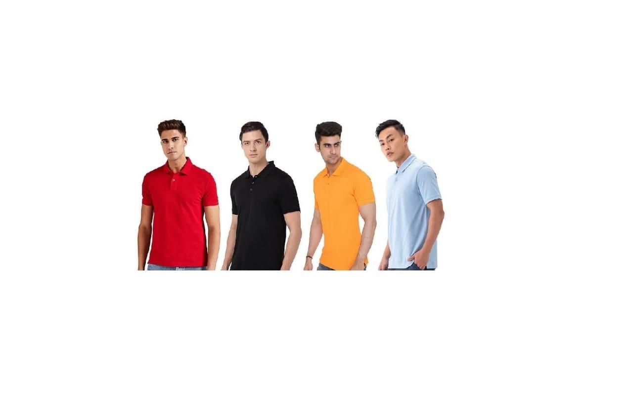 Matty Solid  Half Sleeves Polo Neck Mens T-Shirt - Pack of 4 bqu5q7-dm