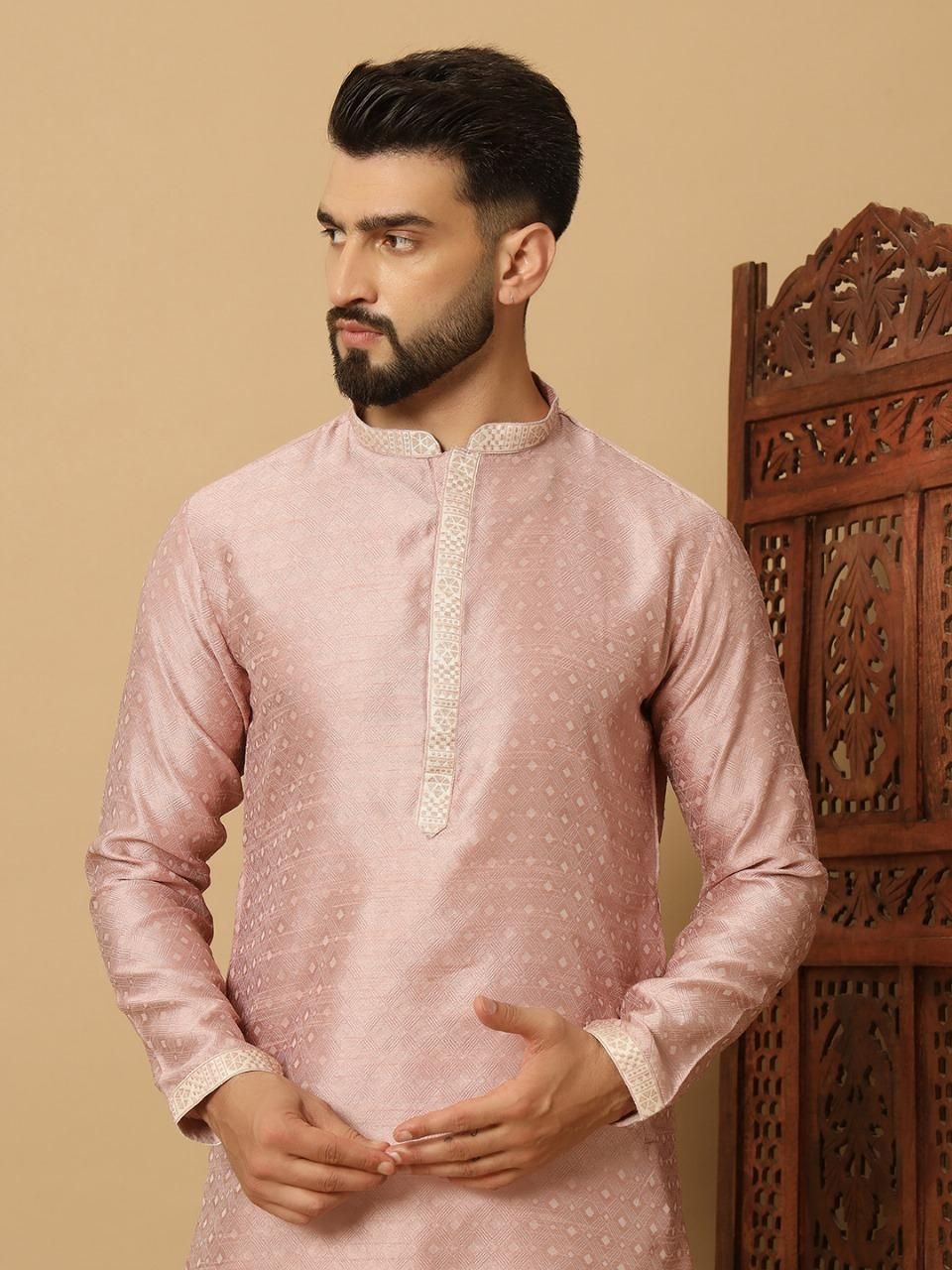 Men's Jacquard Solid Kurta Pyajama Set bqu5q7-dm
