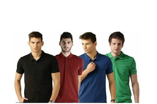 Poly Cotton Solid Half Sleeves Mens Polo T-shirt (Pack of 4) bqu5q7-dm