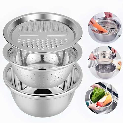 3 in 1 Multifunctional Grater Basin Stainless Steel Colanders Set bqu5q7-dm