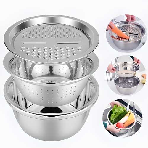 3 in 1 Multifunctional Grater Basin Stainless Steel Colanders Set bqu5q7-dm