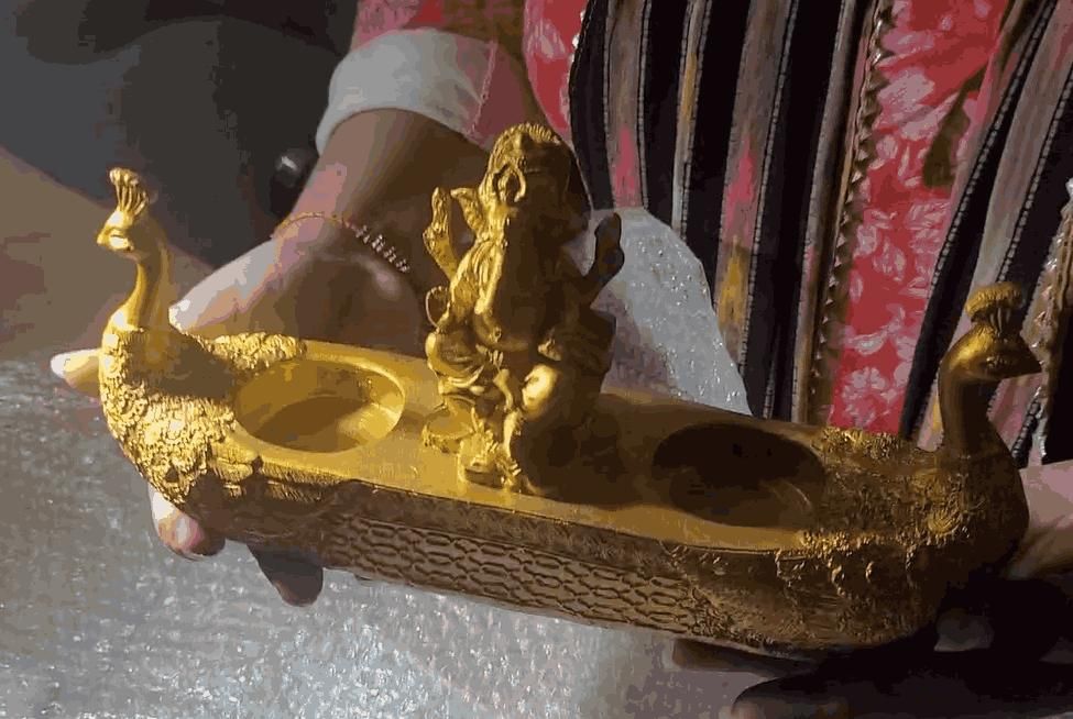 Golden Ganesha Deepak For Pooja Room & Home Decor bqu5q7-dm