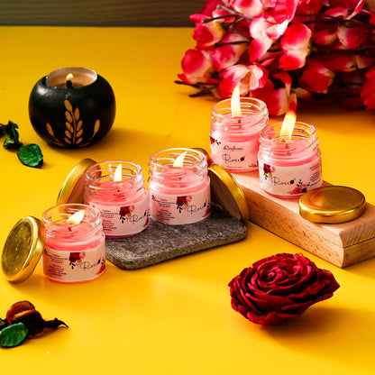 eCraftIndia Set of 5 Rose Scented Minijar Candle bqu5q7-dm