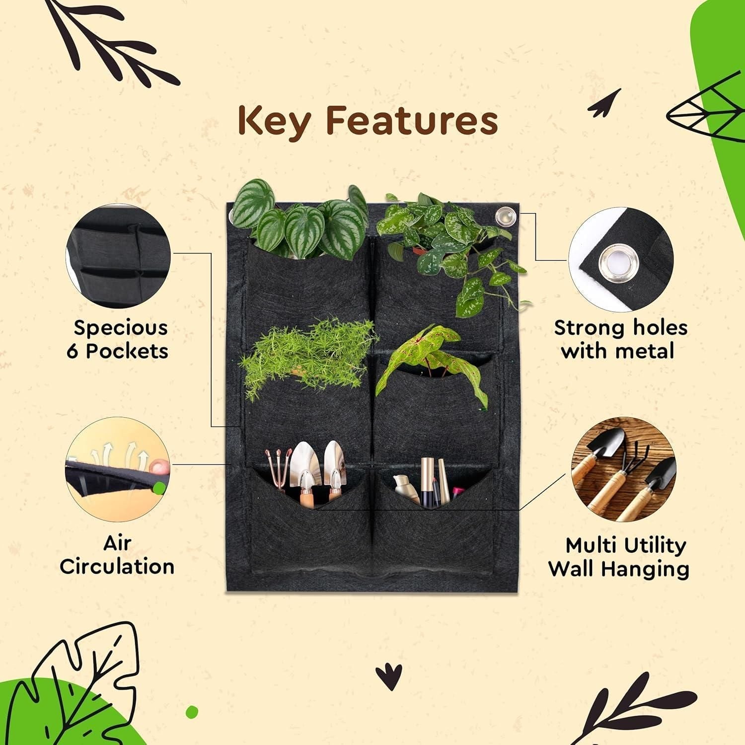 Vertical Hanging Wall Planter for Balcony�/Indoors bqu5q7-dm