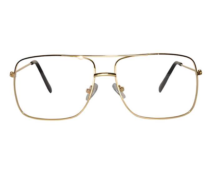 Unisex Clear Golden Retro Square Sunglass bqu5q7-dm