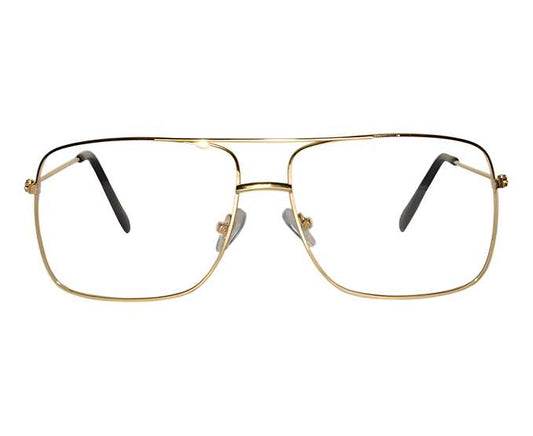 Unisex Clear Golden Retro Square Sunglass bqu5q7-dm