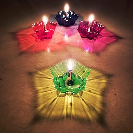 3D Reusable Reflective Shadow Colourful Diya (Pack of 4/12/24) Soppykart