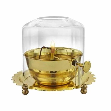 Golden Brass Akhand Diya Lamp with Rotating Wick Soppyksrt 