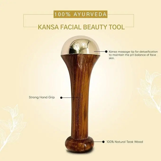 Kansa Face Massager | Wooden Handle Facial Beauty Tool - Soppykart