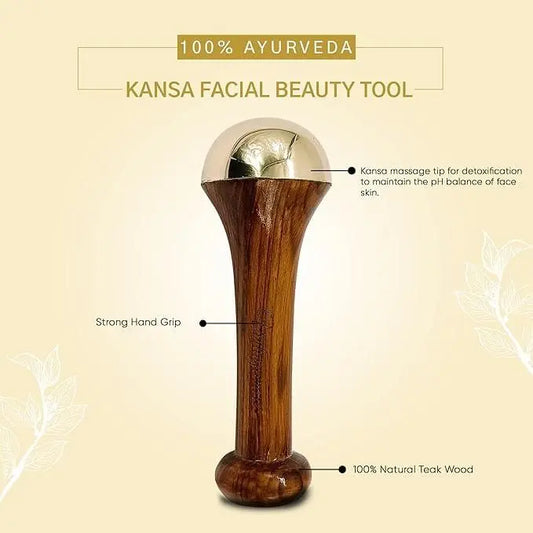 Kansa Face Massager | Wooden Handle Facial Beauty Tool - Soppykart