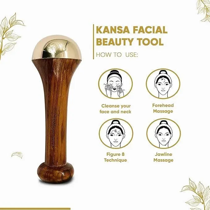 Kansa Face Massager | Wooden Handle Facial Beauty Tool - Soppykart